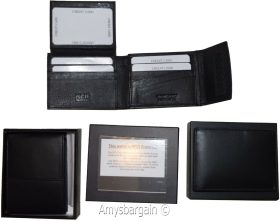 RFID Men's Leather wallet Bifold genuine leather 2 billfold. 2 ID. New in Box