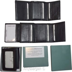 RFID blocking Men's Wallet Genuine Leather Trifold Wallet 11 Credit Card in Box* - Image 5