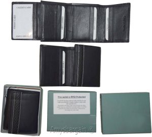 RFID blocking Men's Wallet Genuine Leather Trifold Wallet 11 Credit Card in Box* - Image 9
