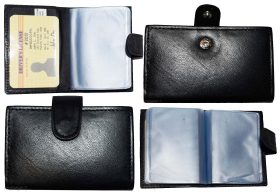 RFID leather business card id credit card picture case 24 transparent card slots