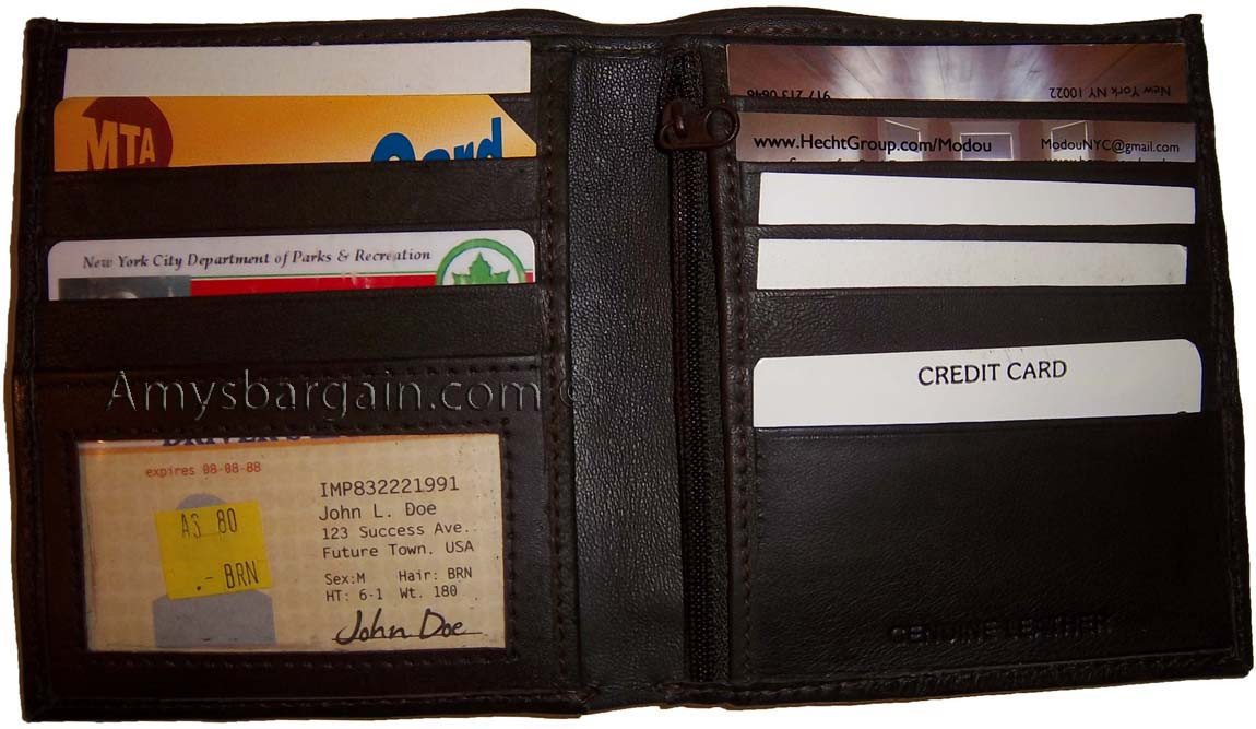 Men's wallet Leather Hipster wallet USA Euro Int'l currencies zip coin purse new - Image 15