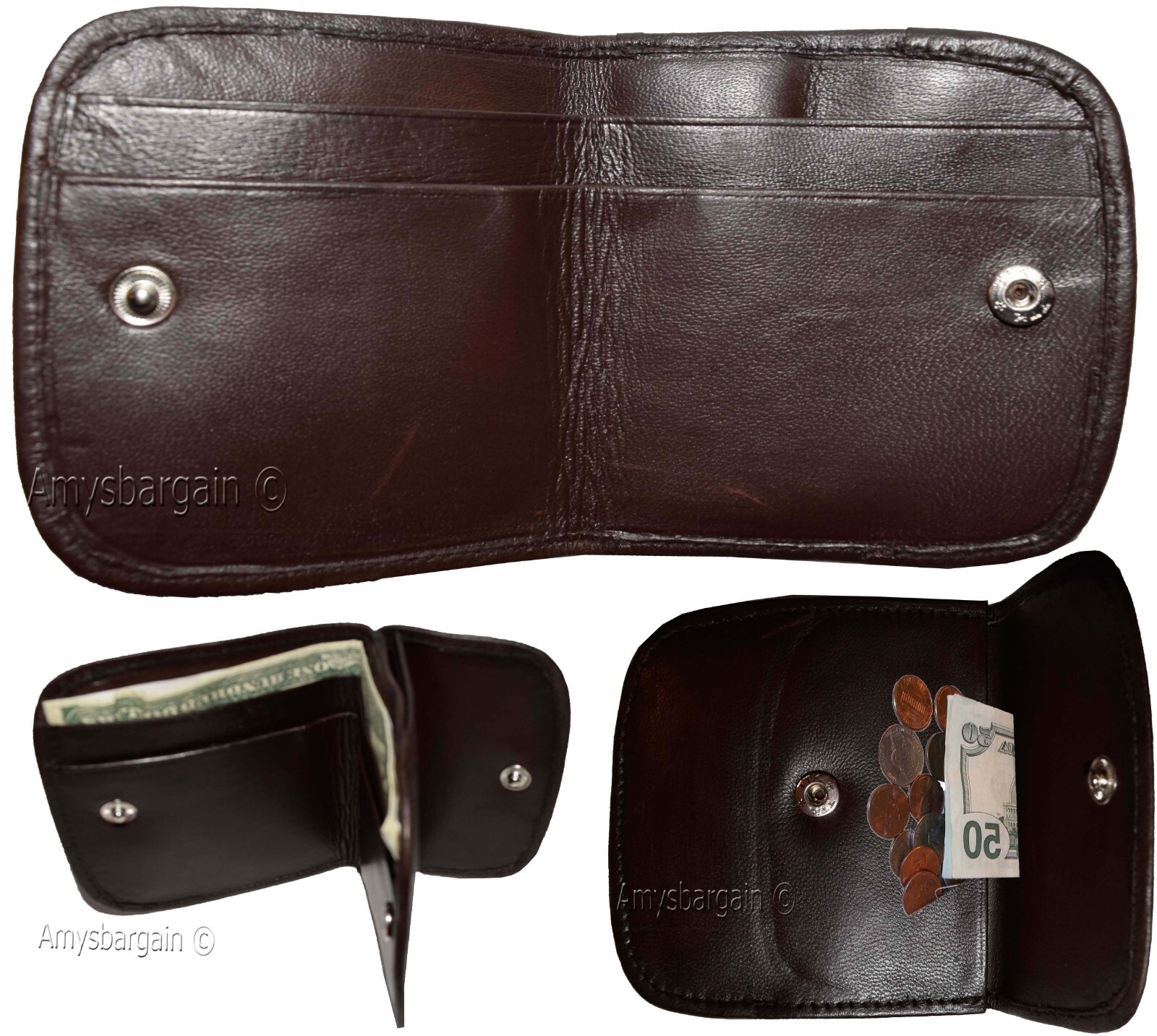 small leather wallet black/brown change purse small coin case new wallet - Image 13