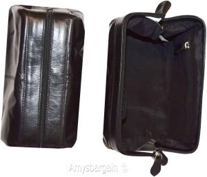 Women/Man's Large Leather Grooming bag Cosmetic Make up case toiletry case New 1 - Image 4