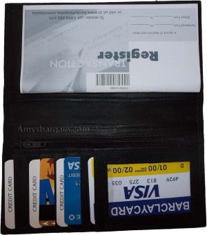Women/Man's Leather Checkbook cover 4 bill pockets coin purse 7 card + ID BN new - Image 5
