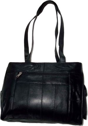 Women's leather tote bag purse new carry on bag black leather shopping tote bag - Image 9