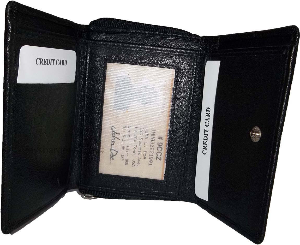 Women's wallet leather brown small billfold 6 card 2 IDs windows change purse #1 - Image 11