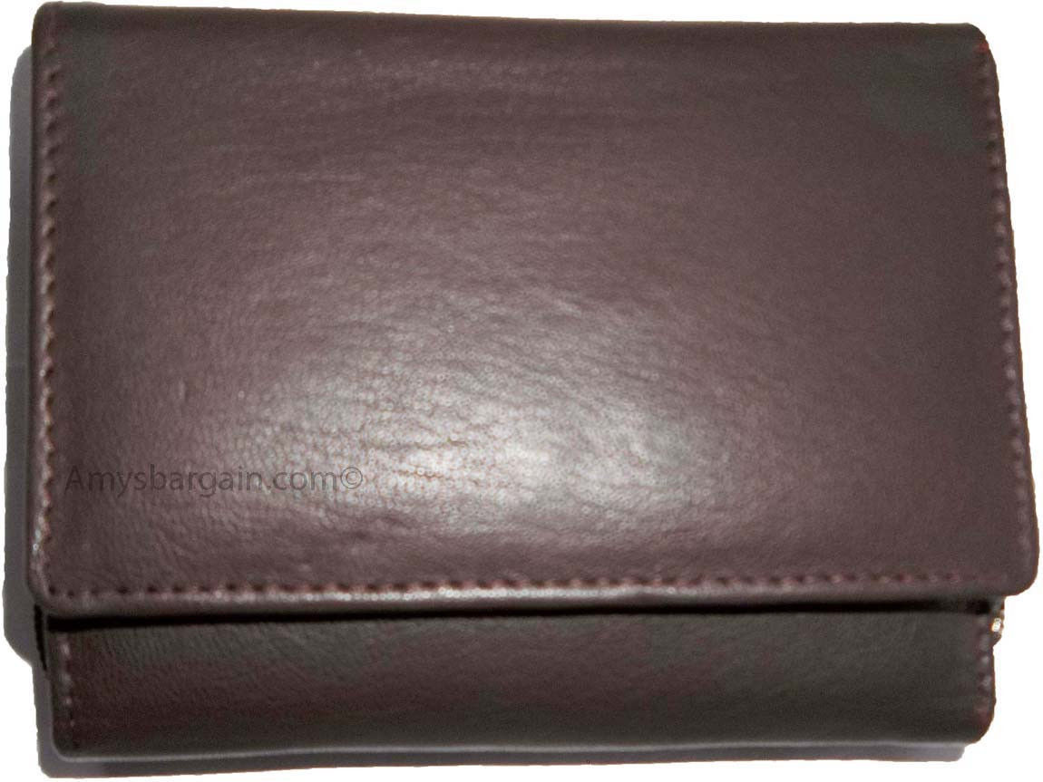 Women's wallet leather brown small billfold 6 card 2 IDs windows change purse #1 - Image 12