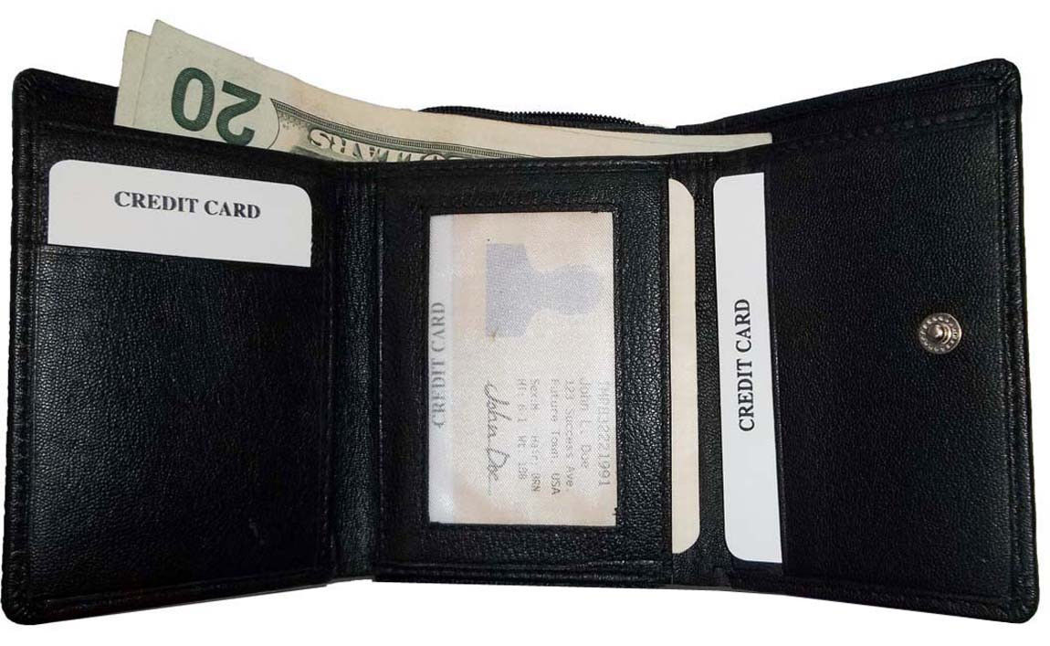 Women's wallet leather brown small billfold 6 card 2 IDs windows change purse #1 - Image 10