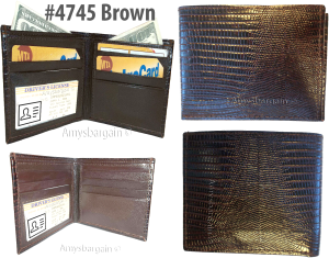 Woven Printed Leather man's bi fold wallet 2 bill pockets 8 card 1 ID