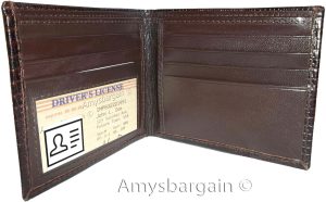 Woven Printed Leather man's bi fold wallet 2 bill pockets 8 card 1 ID - Image 8