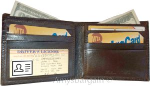Woven Printed Leather man's bi fold wallet 2 bill pockets 8 card 1 ID - Image 10