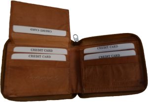 Zip around Leather Wallet Unbranded Tan billfold wallet 8 card spaces 2 Bifold - Image 8