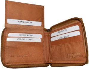 Zip around Leather Wallet Unbranded Tan billfold wallet 8 card spaces 2 Bifold - Image 3