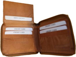 Zip around Leather Wallet Unbranded Tan billfold wallet 8 card spaces 2 Bifold - Image 6