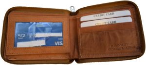 Zip around Leather Wallet Unbranded Tan billfold wallet 8 card spaces 2 Bifold - Image 7