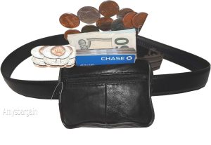belt bag small leather men's mini belt bag Black looped bag mini zip belt bag