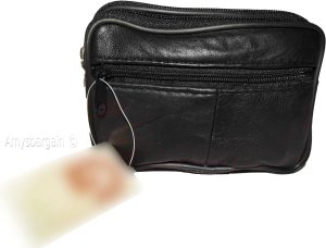 belt bag small leather men's mini belt bag Black looped bag mini zip belt bag - Image 4