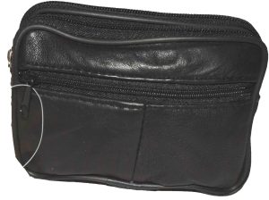 belt bag small leather men's mini belt bag Black looped bag mini zip belt bag - Image 9