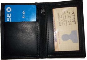 business case leather credit card case 2 clear photo ID slots a zip pocket