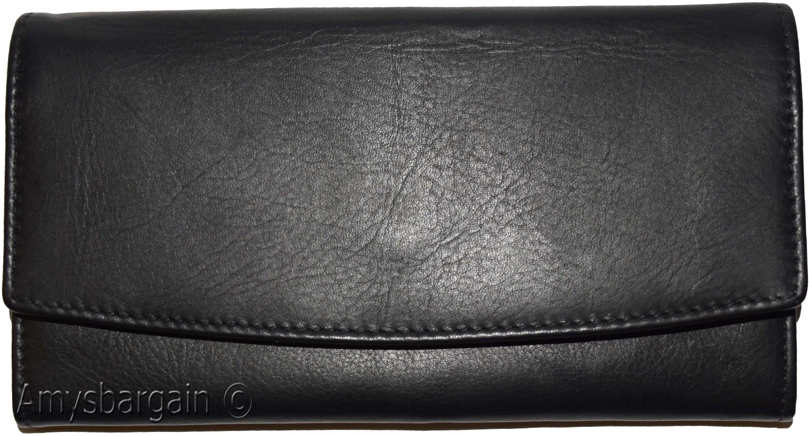 leather checkbook wallet compact wallet cards change bills black wallets bn. - Image 3