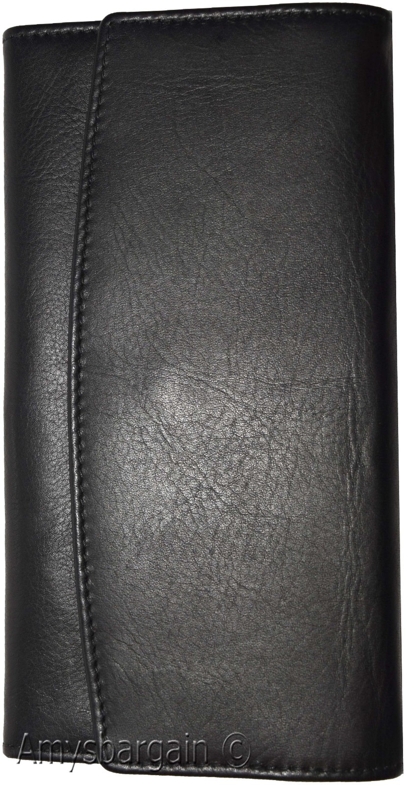 leather checkbook wallet compact wallet cards change bills black wallets bn. - Image 5