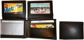 lot of 2 men's bi fold leather wallet brown 12 cards 2 id billfold wallet br new