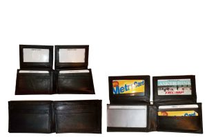 lot of 2 men's bi fold leather wallet brown 12 cards 2 id billfold wallet br new - Image 3