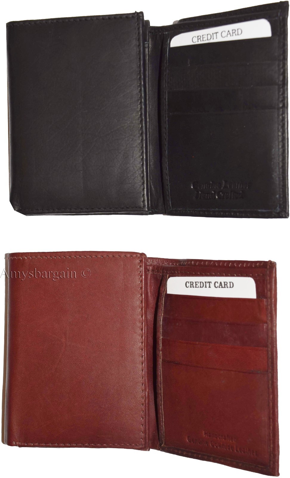 lot of 2 new men's trifold leather wallet, 3 id center piece men's billfold - Image 11
