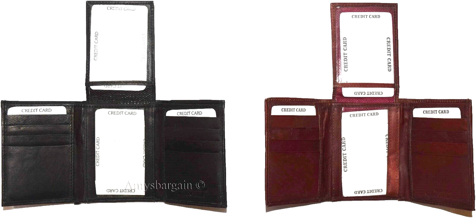 lot of 2 new men's trifold leather wallet, 3 id center piece men's billfold - Image 3