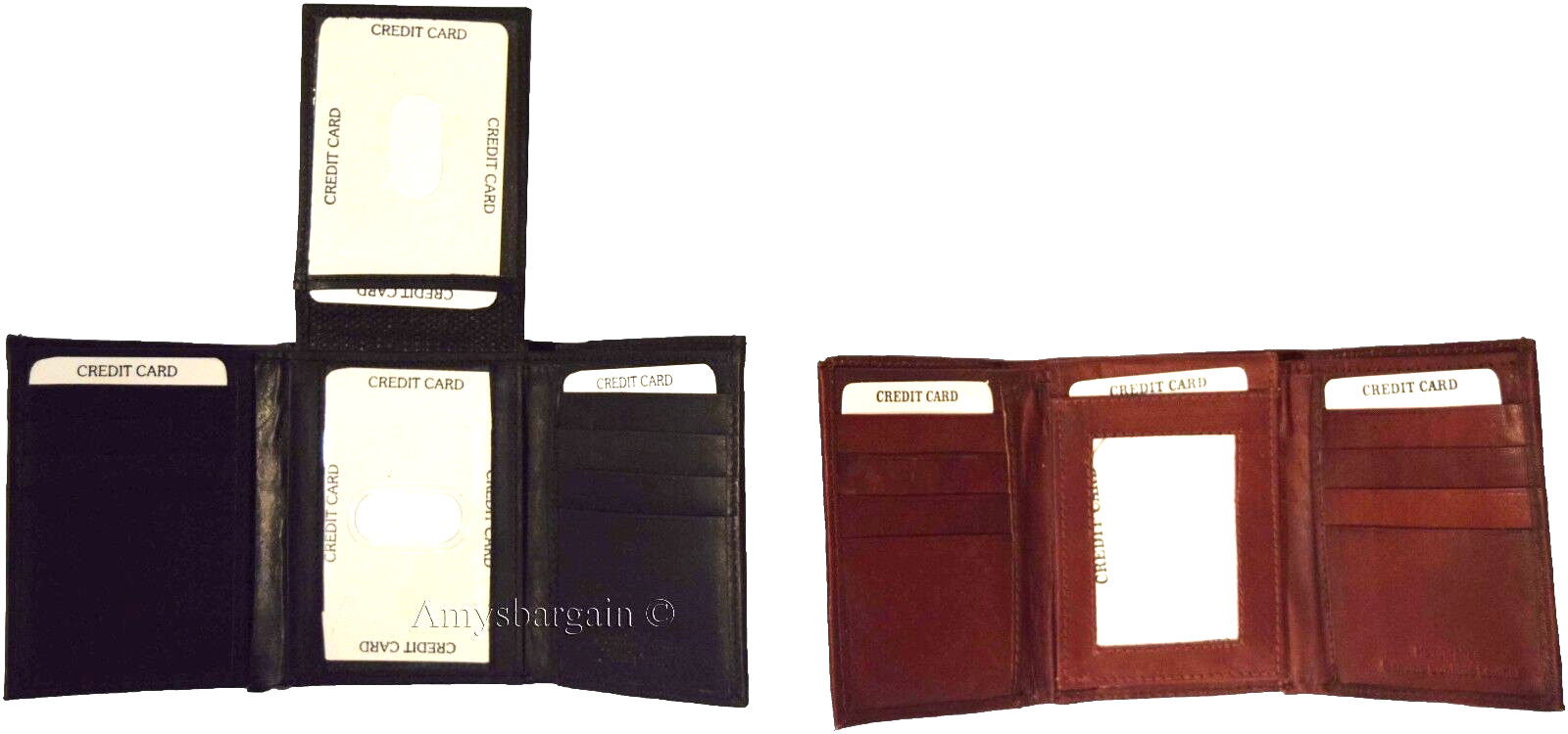 lot of 2 new men's trifold leather wallet, 3 id center piece men's billfold - Image 4