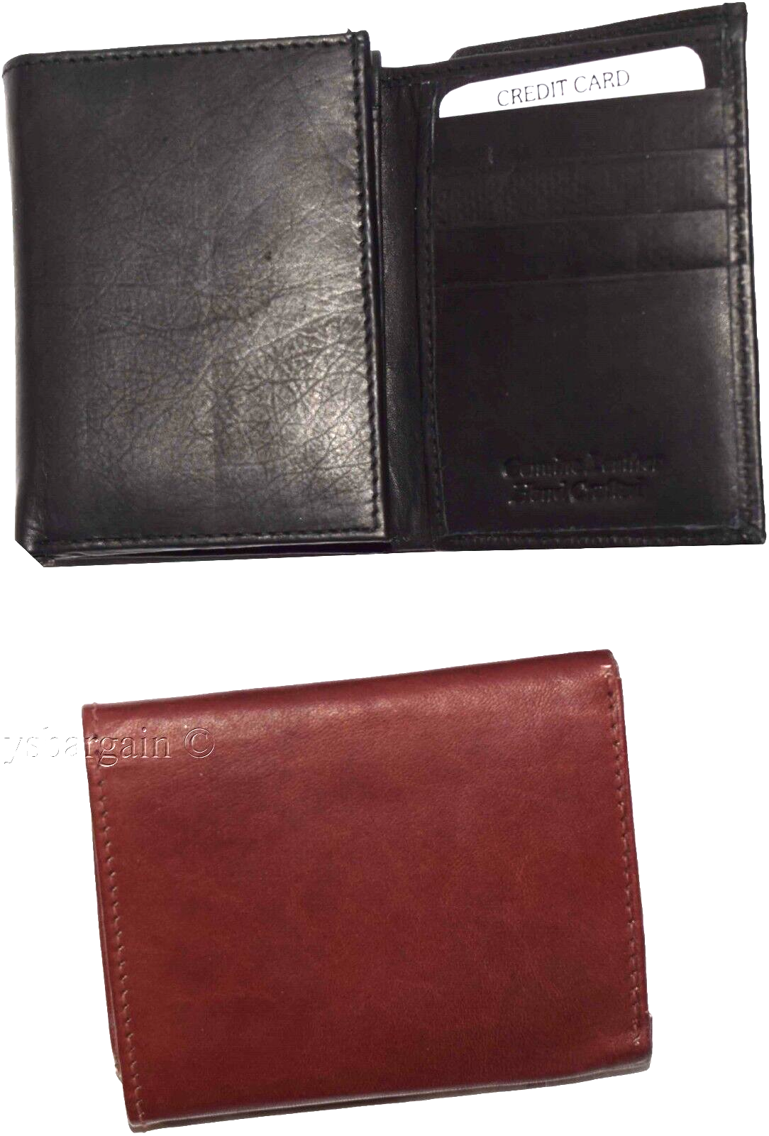 lot of 2 new men's trifold leather wallet, 3 id center piece men's billfold - Image 9