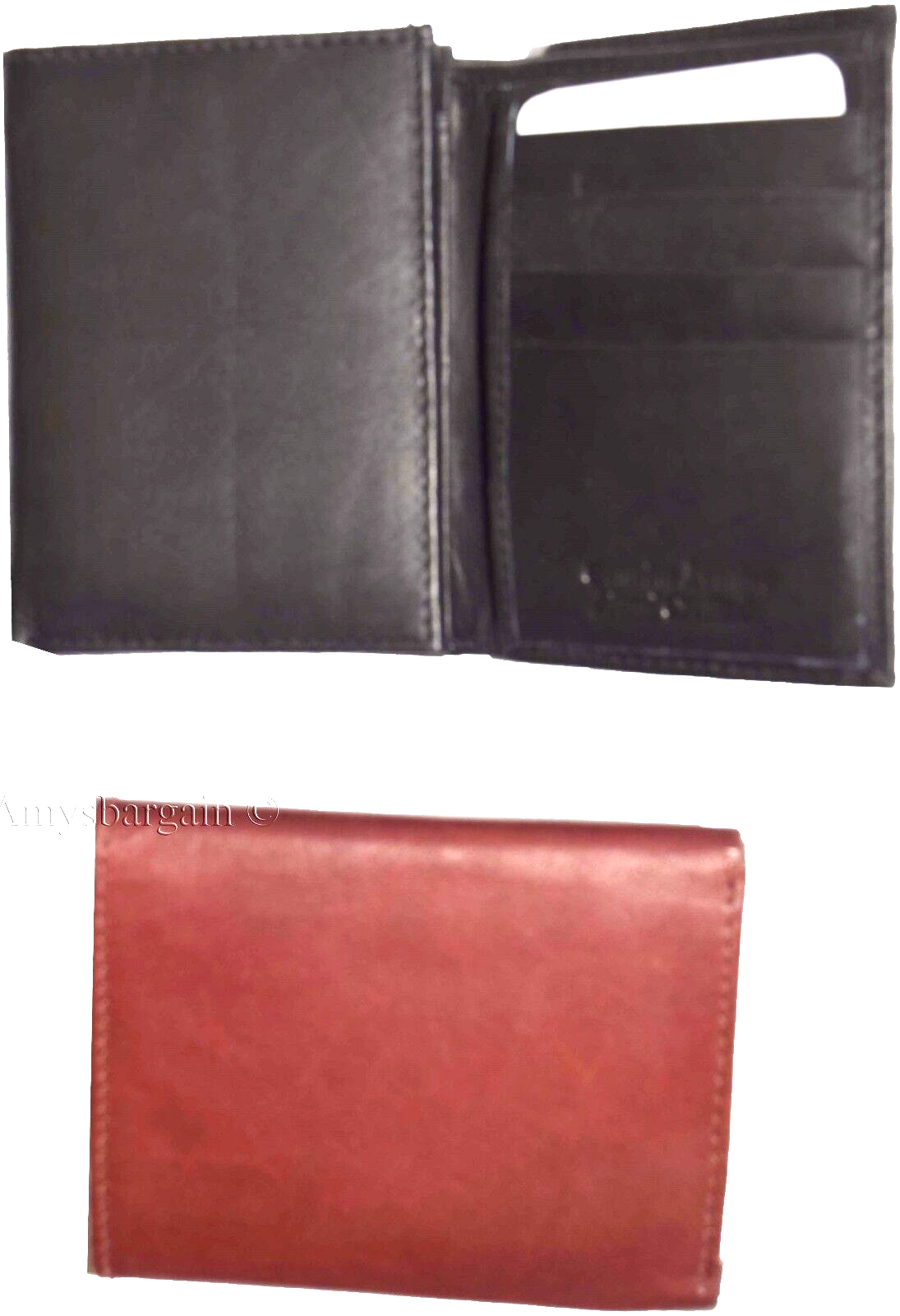 lot of 2 new men's trifold leather wallet, 3 id center piece men's billfold - Image 10