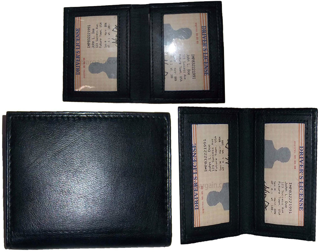 lot of 2 new slim leather credit card id card picture holder 2 id window new