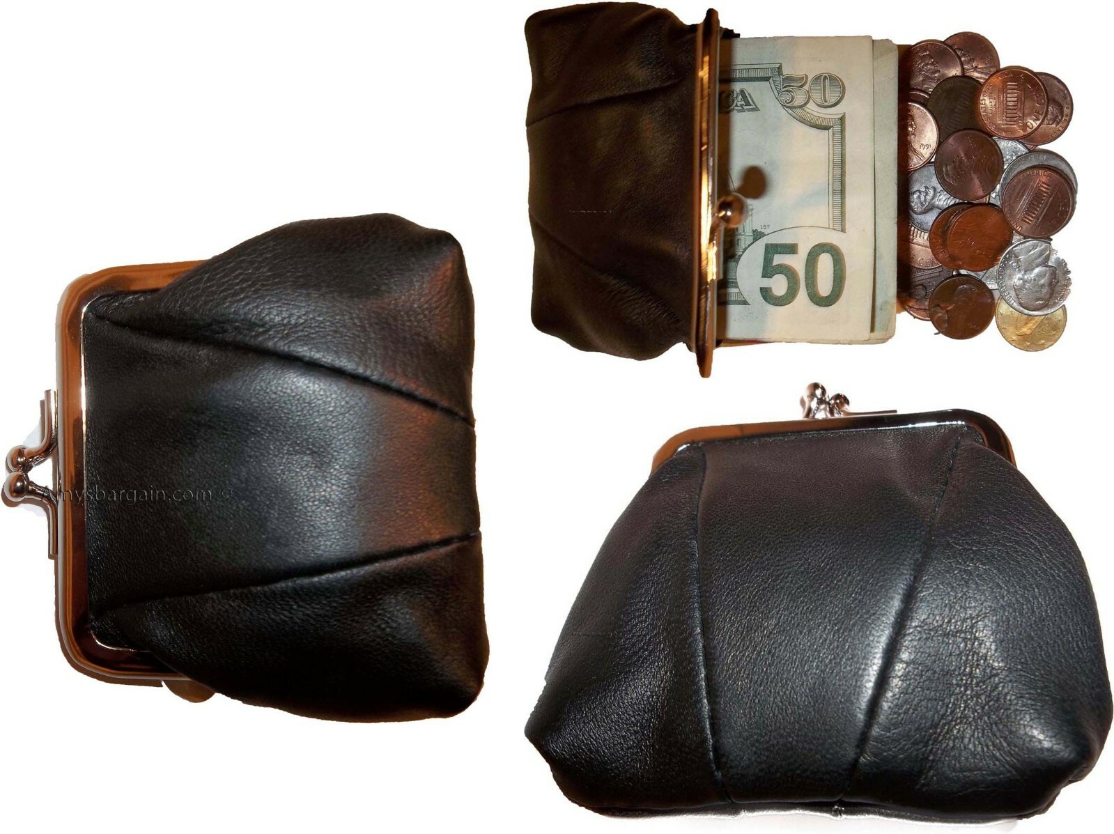 lot of 2 new women's leather change purse coin bag wallet bag hand coin case bn - Image 3