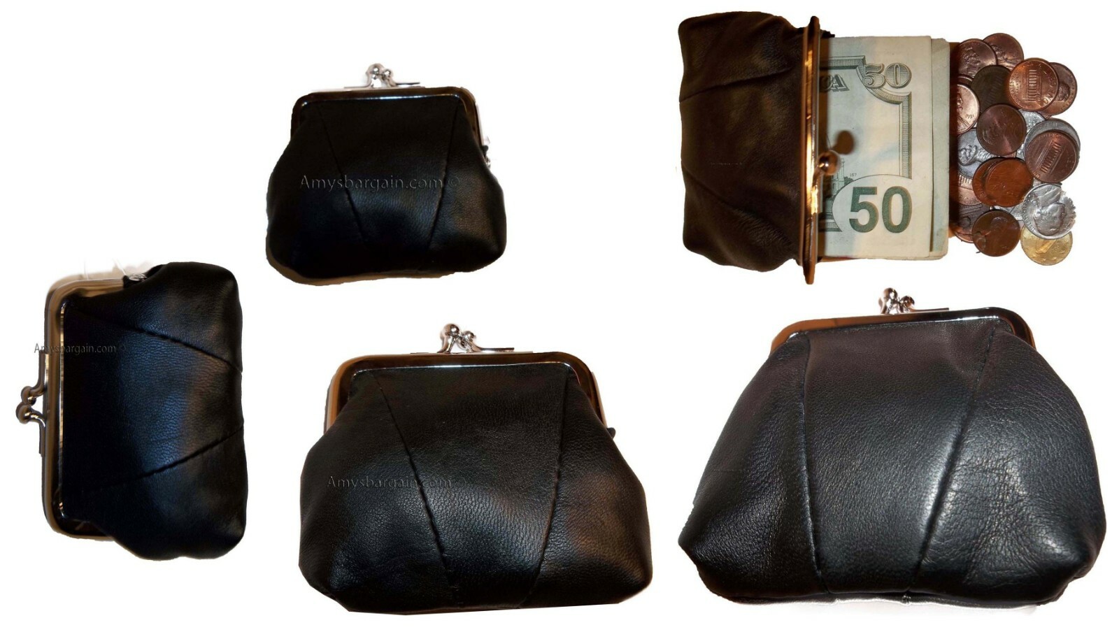 lot of 2 new women's leather change purse coin bag wallet bag hand coin case bn - Image 4