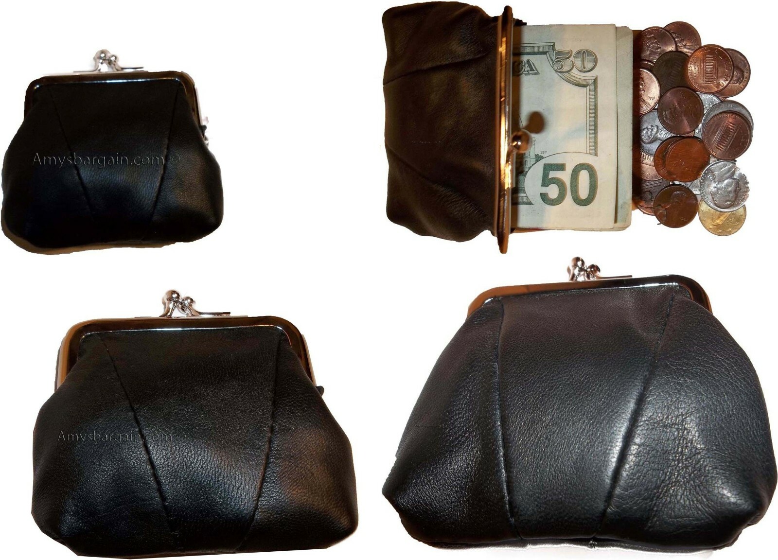 lot of 2 new women's leather change purse coin bag wallet bag hand coin case bn - Image 5