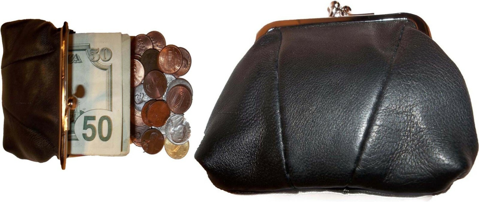 lot of 2 new women's leather change purse coin bag wallet bag hand coin case bn