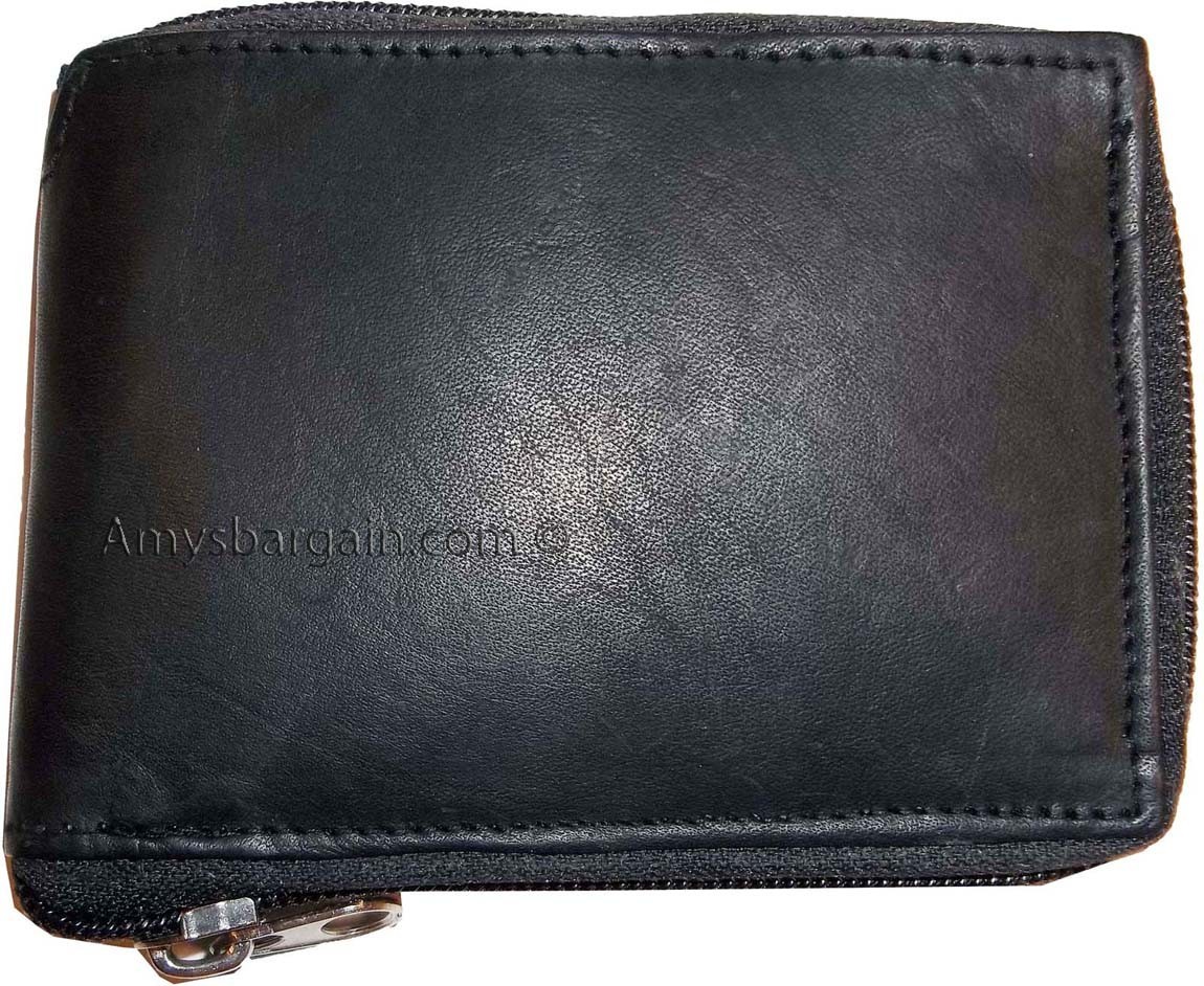 lot of 6 new zip around men's leather wallet new black wallet 9 credit + ID card - Image 12