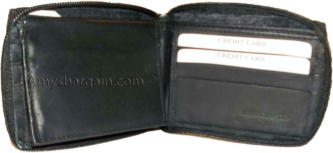 lot of 6 new zip around men's leather wallet new black wallet 9 credit + ID card - Image 7