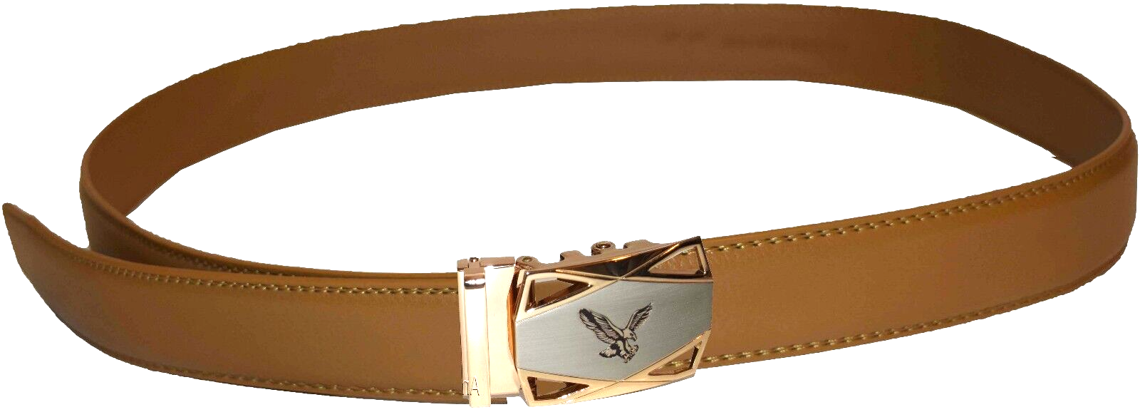 men's belt 36-inch leather dress belt click comfort automatic lock gold eagle - Image 4