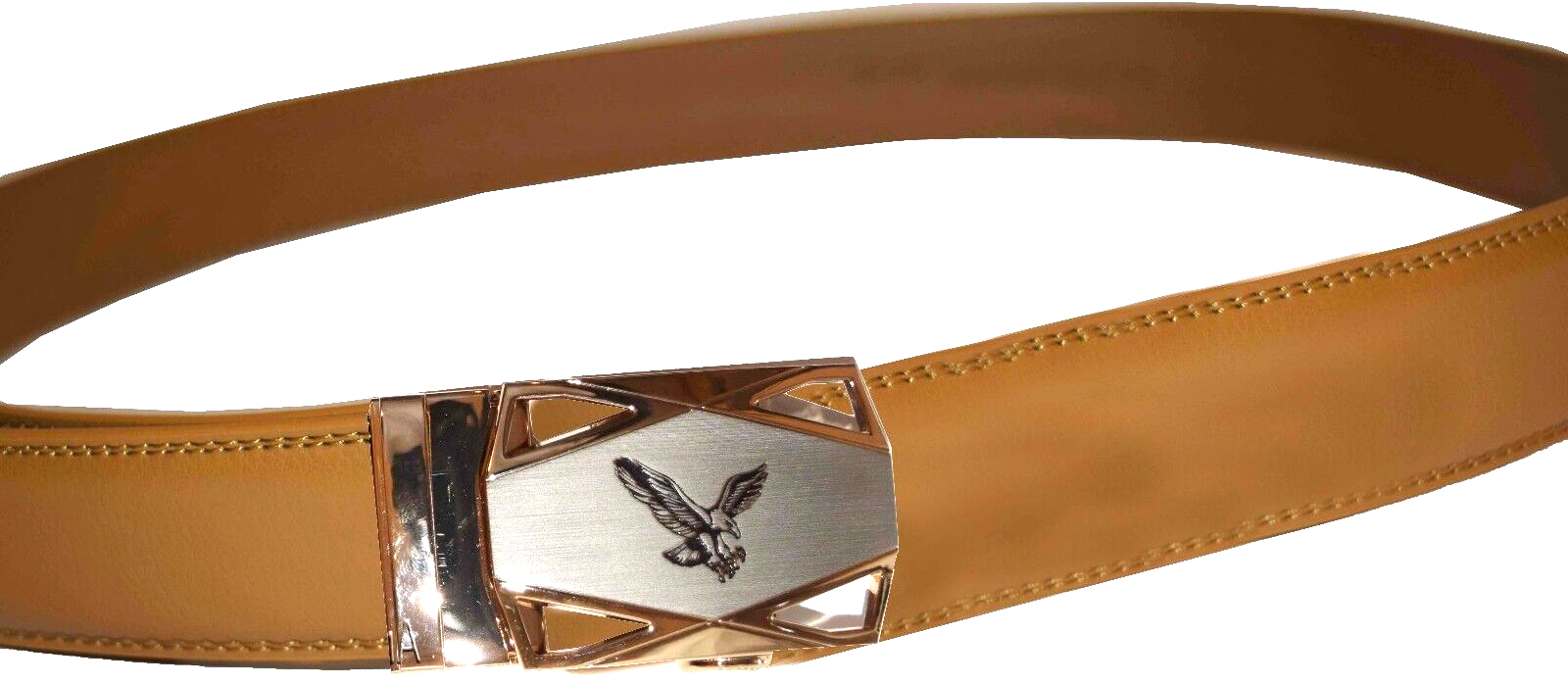 men's belt 36-inch leather dress belt click comfort automatic lock gold eagle - Image 5