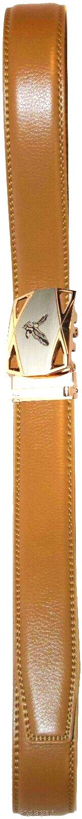 men's belt 36-inch leather dress belt click comfort automatic lock gold eagle - Image 6