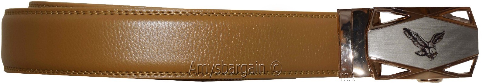 men's belt 36-inch leather dress belt click comfort automatic lock gold eagle - Image 7
