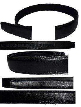 men’s leather belt strap 46 inch automatic sliding buckle belt strap strap only