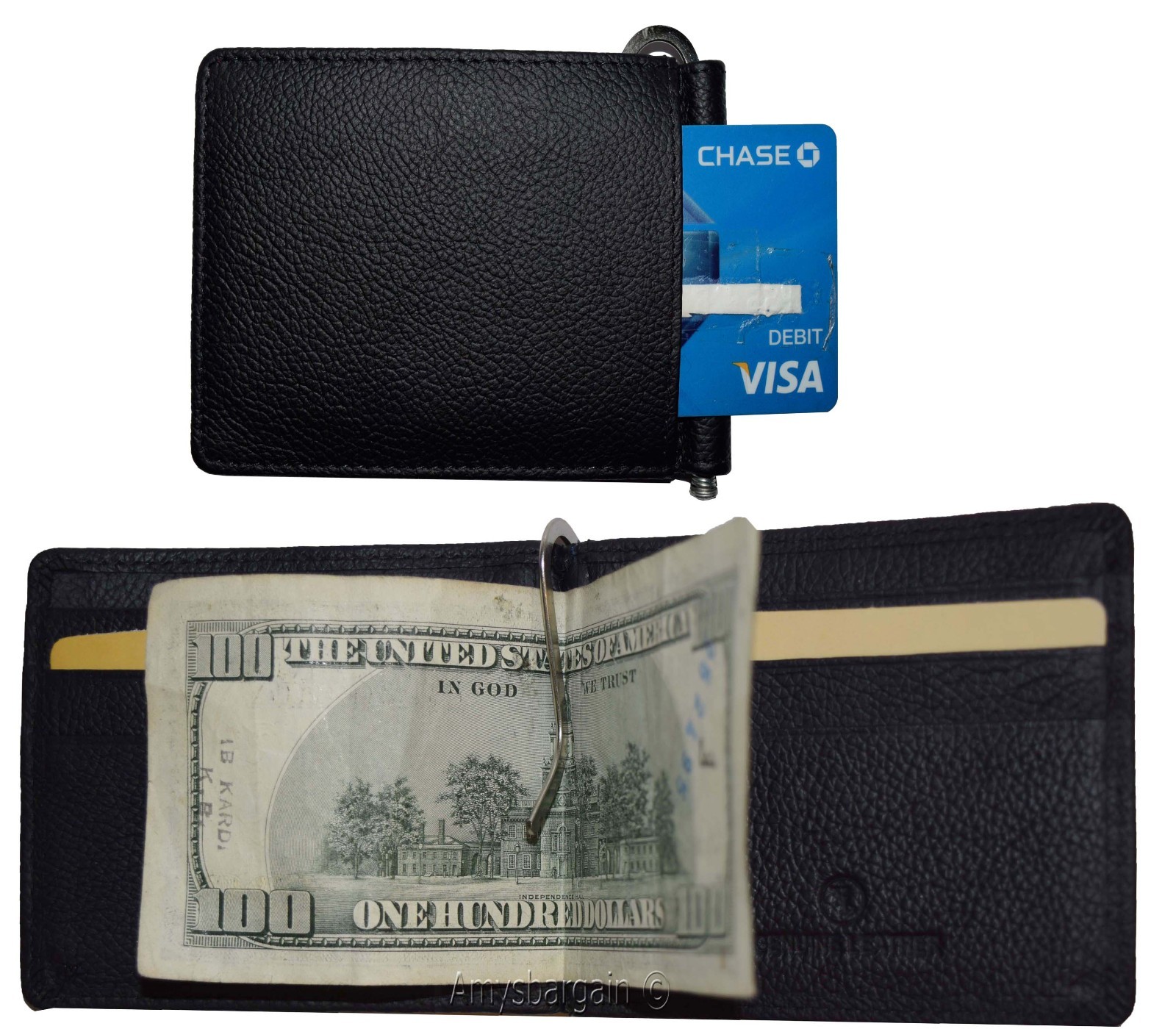 money clip natural grain leather money clip 6 credit cards bills money holder