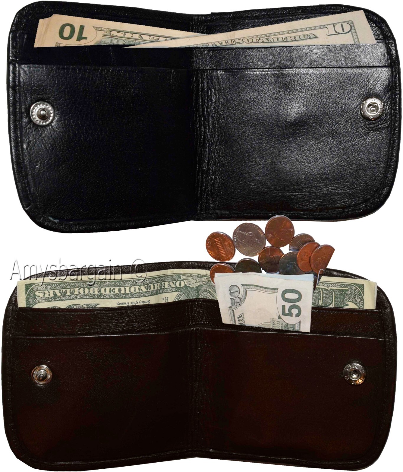 small leather wallet black/brown change purse small coin case new wallet - Image 3