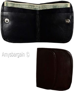 small leather wallet black/brown change purse small coin case new wallet