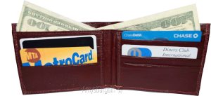thin men's leather wallet 8 card slots 2 bill spaces thin bifold men's wallet - Image 7