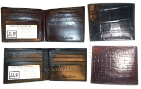 2 New Crocodile Skin Printed Leather man's bi fold wallet 2 bill slots 6 card ID