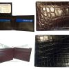 2 New Crocodile Skin Printed Leather man's bi fold wallet 2 bill slots 6 card ID